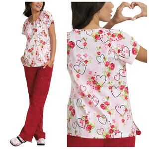 koi Kelby "Hearts & Roses" scrub top style 391PR-HSR sz M